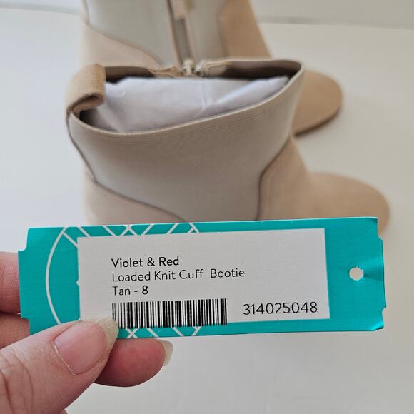 Violet & Red Loaded Knit Cuff Bootie Tan Women's 8 Neutral Casual Fall Western - Picture 9 of 9